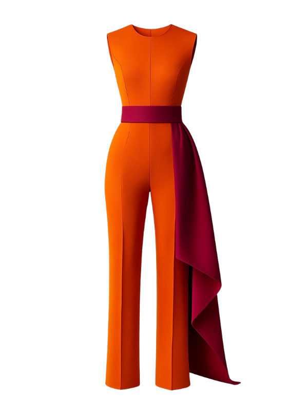 High-Fashion Color-Block Jumpsuit