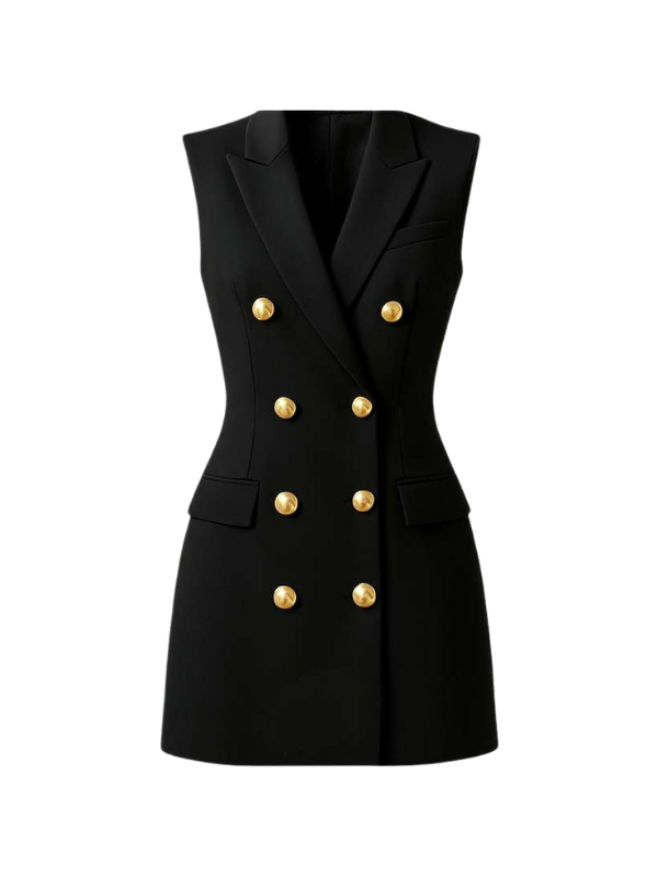 Military-Inspired Tuxedo Mini Dress