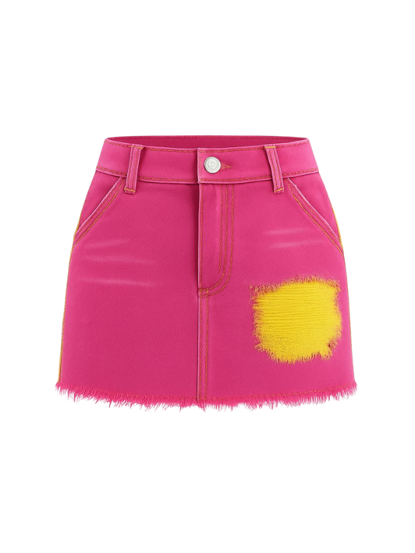 Pop-Punk Color Clash Mini Skirt