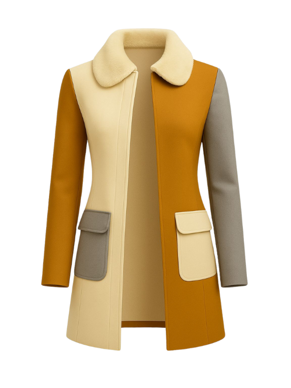 Retro Color-Block Mod Coat