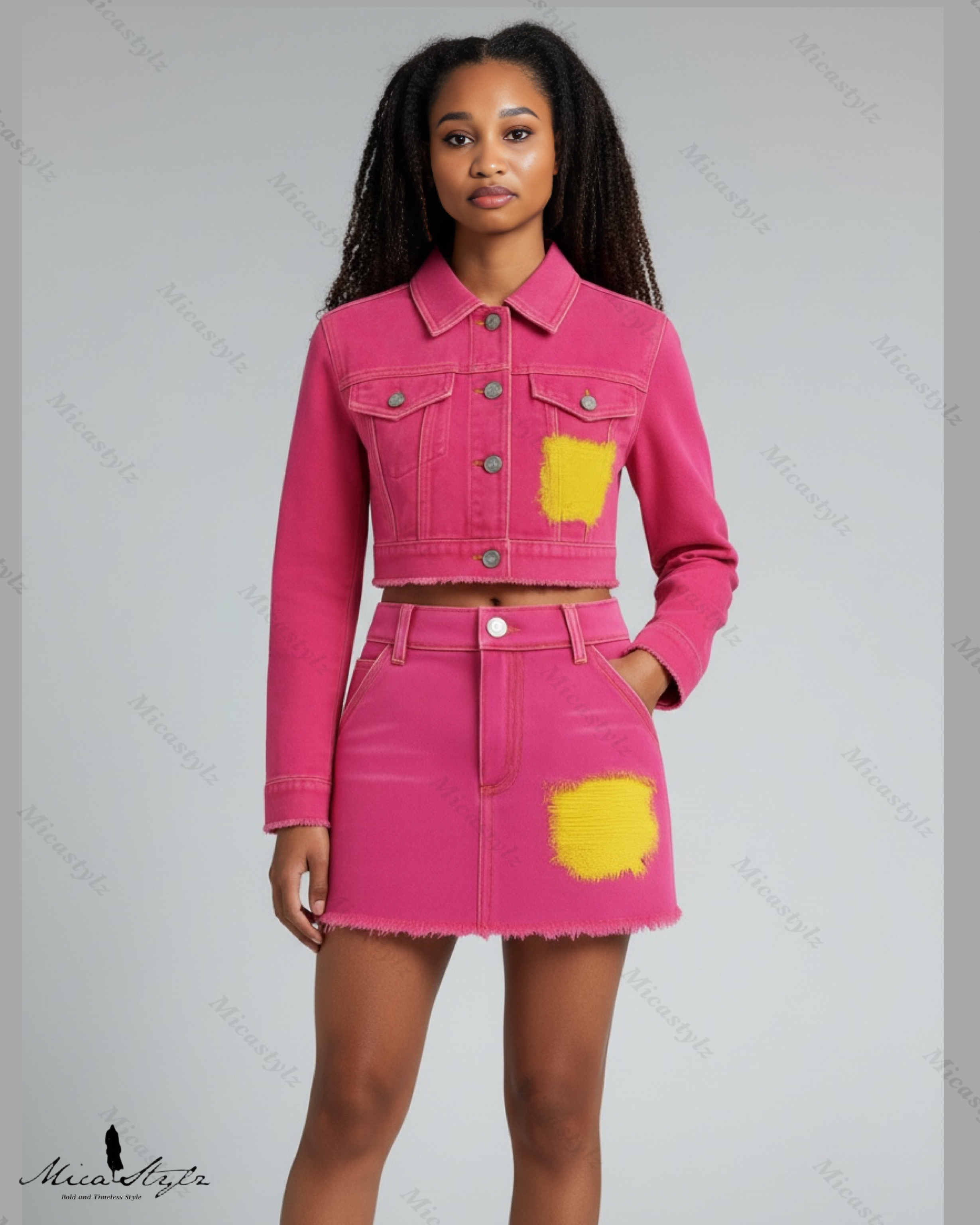 Pop-Punk Color Clash Mini Skirt