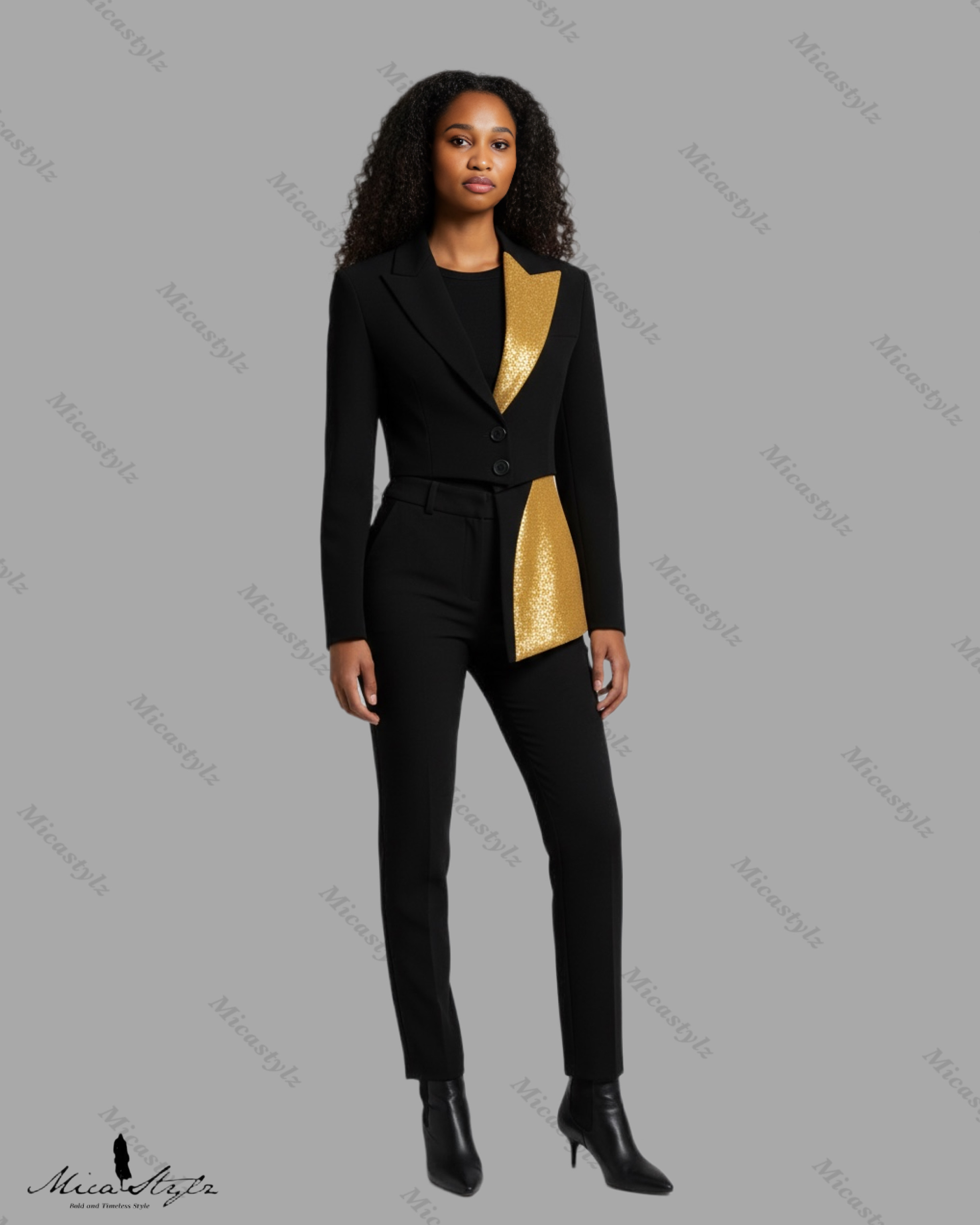 MS-J43: Asymmetrical Cropped Power Blazer