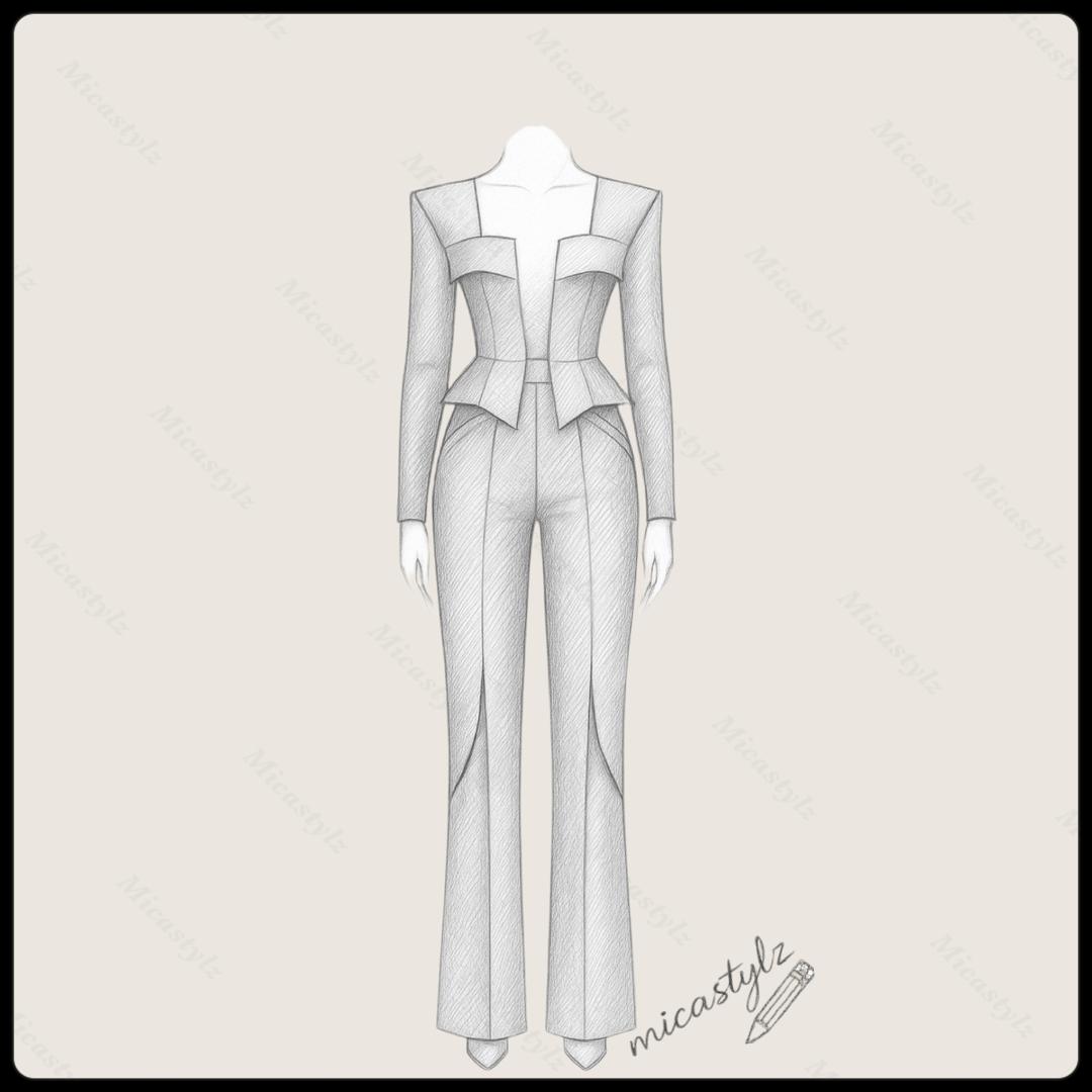 Structured Flared Trousers Set